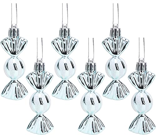 Christmas Concepts® Pack de 6-8cm (3,2') Mini Boules en Forme de Doux - Brillant & Glitter Décoré - Décorations d'arbre de Noël (Bleu Glacé) - Nail Gallerys