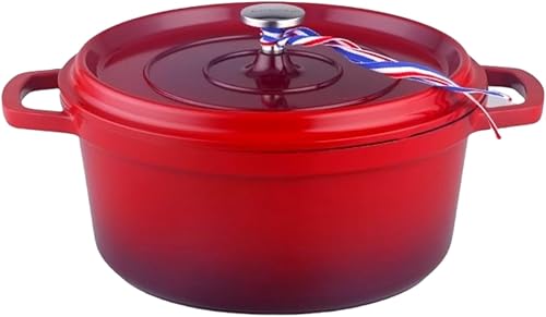 Kamberg - 0008186 - Cocotte Ø 16 cm Ronde Rouge Flammée - Fonte d'aluminium - Revêtement pierre - Tous feux dont induction - Sans PFOA - Nail Gallerys