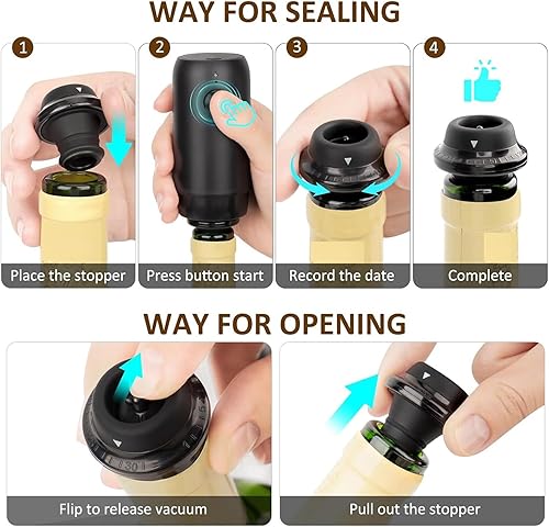 Pompe à vide réutilisable avec bouchons pour conserver la fraîcheur du vin - Nail Gallerys