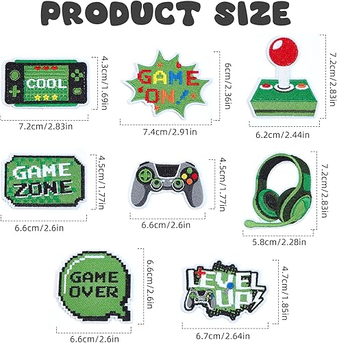 Let'S In Style 8 pièce de Patchs Brodés pour Jeux Vidéo Applique Brodée à Coudre Ou à Repasser Motif Jeu Pixelisé Vert Couture D'Embellissements pour Jeans Vestes Vêtements - Nail Gallerys