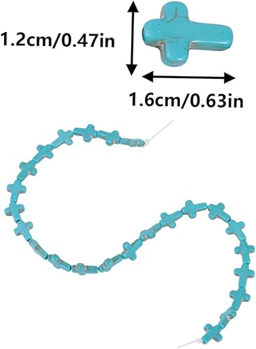 Angoily 2 Pièces perles de pierre de couleur pure naturel collier artisanat perles de croix de pierre charme perles d'agate patch de pierres précieuses d'agate perle en vrac Turquoise Bleu - Nail Gallerys