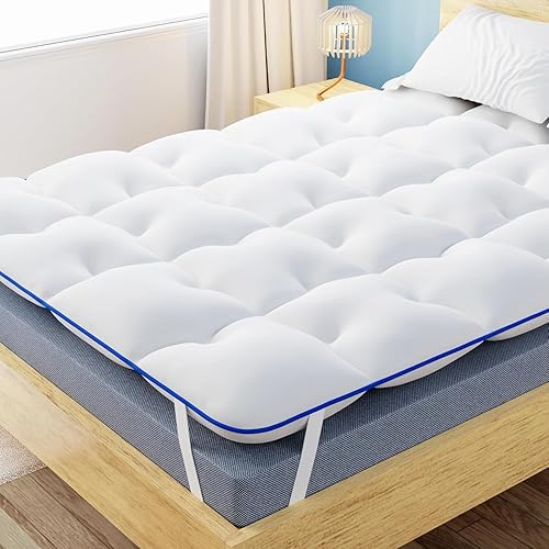 CASABEL Surmatelas Diamant 90 x 190 cm en Microfibre - Liseré Bleu - Confort Optimal - Moelleux, Anti-Acarien, Respirant - pour Matelas 1 Place Adulte et Enfant, Clic Clac, BZ - Nail Gallerys