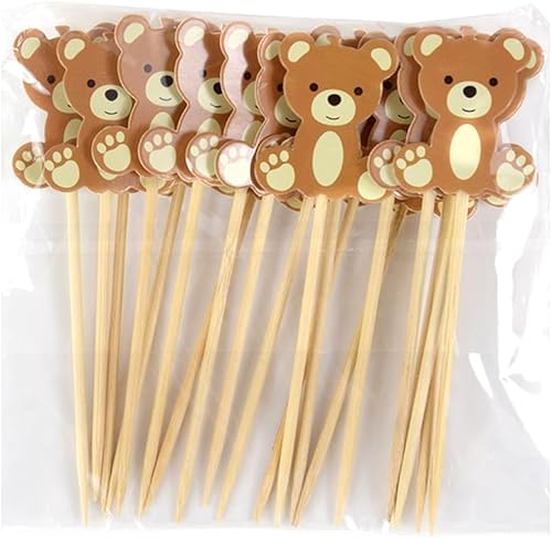 Folceretsc Lot de 100 brochettes alimentaires en forme d'ours mignon, pour gâteaux, dessert, cure-dents, fourchettes à fruits - Nail Gallerys