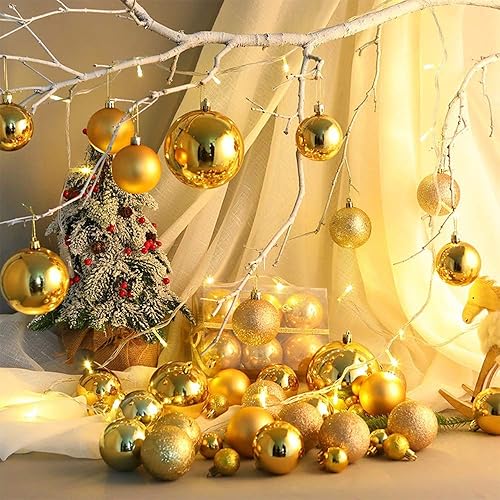 POFET Lot de 24 boules de Noël dorées de 4 cm pour décorations de jardin - Nail Gallerys