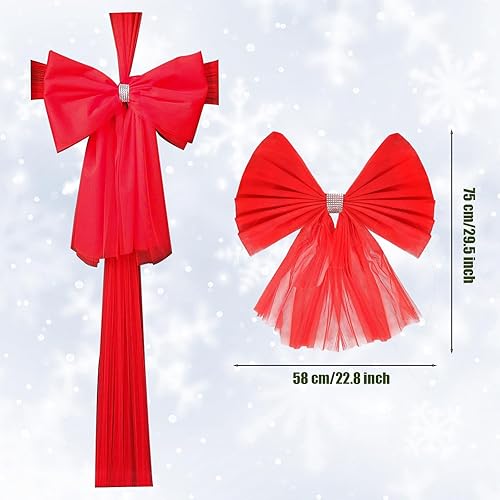 YODEN Nœud de Porte de Noël, décoration de Porte d'entrée de Noël, Double nœuds avec décoration en Strass, Mariage, fête, Noël, fête prénatale, décorations de Porte de Noël (Rouge) - Nail Gallerys