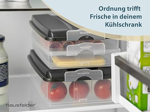 Hausfelder Boîtes à charcuterie empilables pour réfrigérateur, organisateur de réfrigérateur avec couvercle, anthracite, 3 x 2,3 l - Nail Gallerys