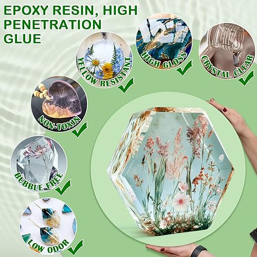 Resine Epoxy Transparente - 1000 ml / 34 oz Kit Résine Époxy, 1: 1 Ratio Polyvalente epoxy resin kit complet pour Bois, Artisanat, De l'art, Table, Fabrication de Bijoux, la Coulée et le Revêtement - Nail Gallerys