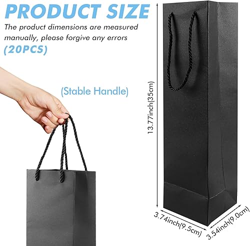 WANDGU Lot de 20 sacs cadeaux en papier kraft avec poignée - Sacs cadeaux recyclables pour mariage, fête, Noël, anniversaire (noir) - Nail Gallerys