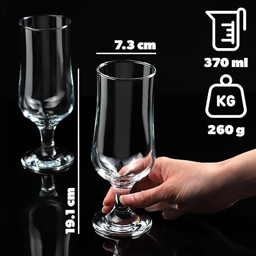 KADAX Lot de 6 verres à long drink, 370 ml, en forme de calice, en verre transparent, résistant à l'évier, verres à café glacé, milkshake (6 x 370 ml) - Nail Gallerys