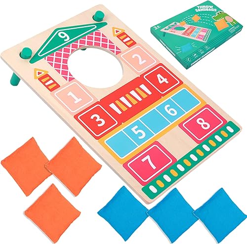 WTZWYFWJ Set de jeu de lancer de cornhole,set complet avec 1 planche de cornhole et 6 sacs de sable, jeu de lancer de pouf, jardin extérieur, 45.5x 31x 4 cm,jeu familial pour enfants à partir de 3 ans - Nail Gallerys