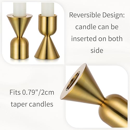 Bougeoirs en laiton doré : 6 bougeoirs coniques pour centre de table, mariage, fête, Noël, cheminée, décoration d'intérieur - Nail Gallerys