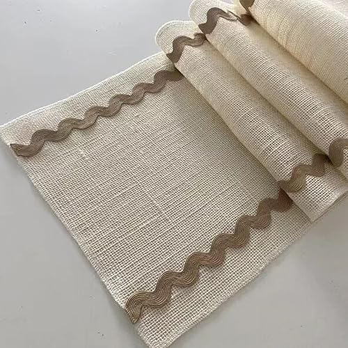 Hercaise Chemin de table en jute avec bords ondulés, chemin de table de Noël, pour décoration intérieure de style rétro naturel, convient pour les fêtes de famille, les mariages, les décorations - Nail Gallerys