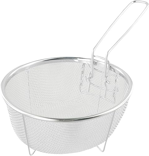 Panier à friteuse rond en acier inoxydable avec poignée amovible (23 x 23 cm) - Nail Gallerys