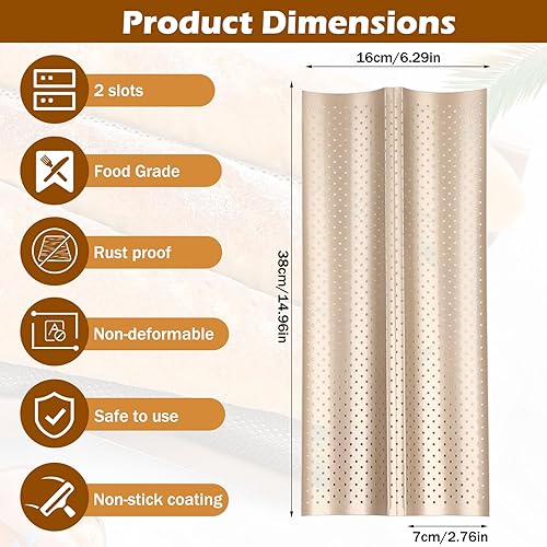 Moule Baguette, 2 Fentes En Acier Au Carbone Antiadhésif De Qualité Alimentaire Design Perforé Moule À Baguette Française Pour Baguette Maison, Moules À Pain Français Pour Moules À Pâtisserie - Nail Gallerys