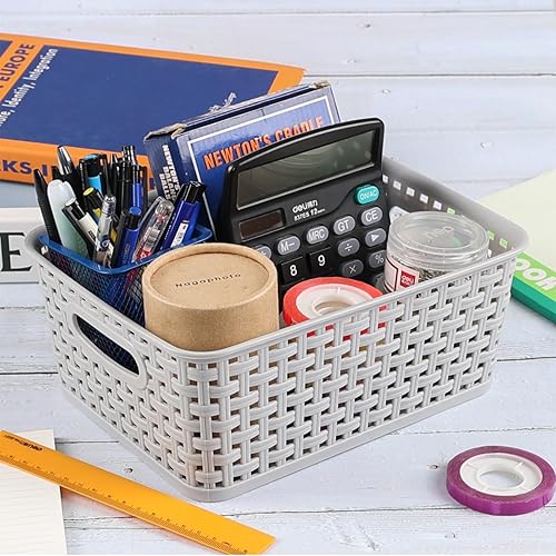 Ucake Panier de Rangement Plastique, Panier Organiseur, Gris, Lot de 6 - Nail Gallerys