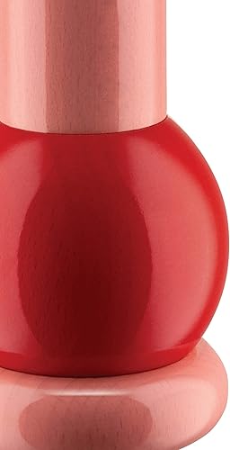 Alessi Totem Domestici MP0210 2 - Moulin à Sel, Poivre et Épices Design en Bois de Hêtre, Rose, Rouge et Jaune - Nail Gallerys