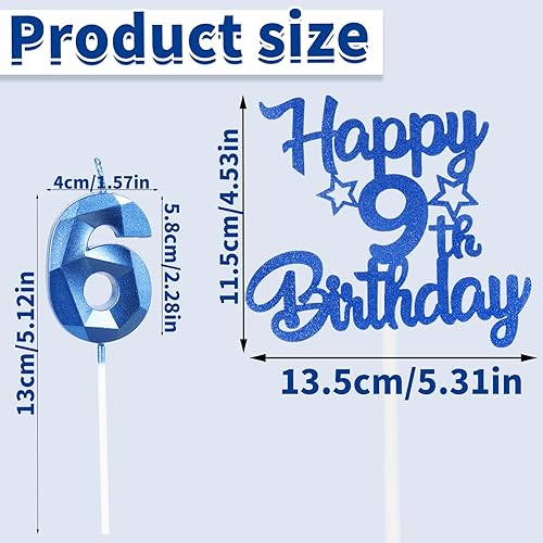 Décoration Bleu Gâteau 15 Ans Anniversaire,9 Pièces Cake Topper 15 Ans,Bougies, Étoiles & Cœurs pour Cupcakes Décoration de Gâteau pour Femmes/Homme - Nail Gallerys