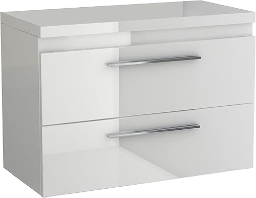 Meuble de lavabo pour lavabo à poser - 50 cm, 60 cm, 80 cm de large - Noir laqué - 50 cm de large - Nail Gallerys