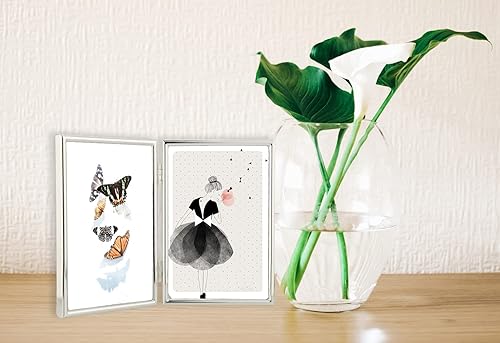 YiPinYin Lot de 2 cadres photo en métal argenté de 10,2 x 15,2 cm avec dos en velours doux au toucher pour décoration de bureau et murale - Nail Gallerys