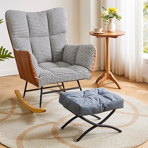 IBUYKE 11.8” H Repose-Pieds Ottomane Pliable, Petit Tabouret Rectangulaire Accentué Ottomane pour Fauteuil, Tabouret Repose-Pieds Portable Moderne pour Salon Chambre à Coucher, Gris Foncé WBD020BG - Nail Gallerys