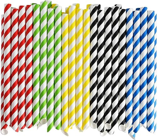 Alink - Lot de 50 pailles à bulles - En papier - 12 mm - Arc-en-ciel - Biodégradables - Pour thé et milkshake - Nail Gallerys