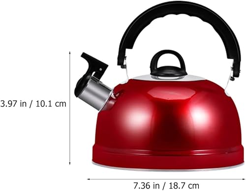 Alipis Bouilloire à Thé sur La Cuisinière Bouilloire à Thé Sifflante Théière en Acier Inoxydable avec Poignée Bouilloire à Domestique 3. 17 Pintes/ 3L Rouge - Nail Gallerys