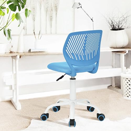 HOMYLIN Lot de 1 Chaise de Bureau, Petite Chaise de Bureau sans accoudoirs avec Coussin d'assise en Tissu et Dossier en Plastique, Chaise d'ordinateur pivotante de Couleur Macaron, pour étudiants, - Nail Gallerys