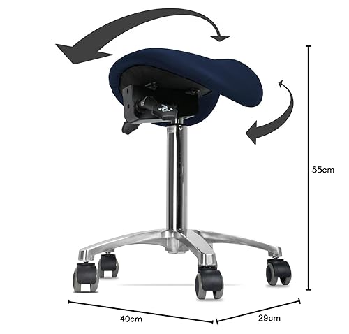 Tabouret pivotant avec selle inclinable Bleu - Nail Gallerys