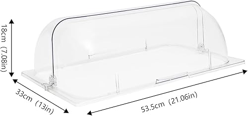 panfudongk Roll Top Couvercle transparent pour 1/1 Chafing Dish Moulé par injection Couvercle alimentaire pour restaurant, buffet, fête, 53,5 x 33 x 18 cm, étanche à la poussière et étanche, idéal - Nail Gallerys