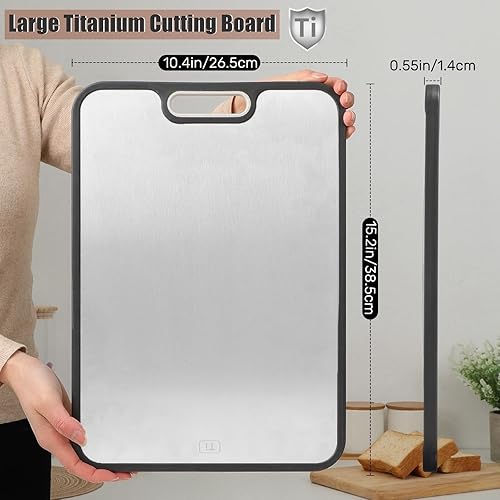 Gocoffun Grande planche à découper en titane pour cuisine - Double face - Pour viande et légumes - En titane et paille de blé - En polypropylène - Facile à nettoyer - Passe au lave-vaisselle - Nail Gallerys
