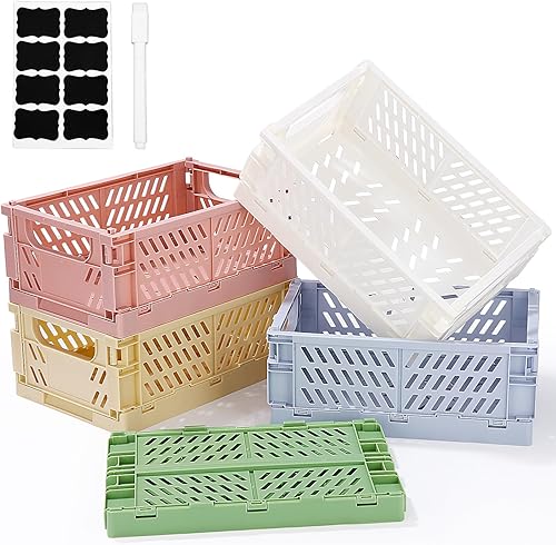 Lot de 5 petites boîtes pliantes en plastique - Grand format - Pliable - Portable - Pour salon, cuisine, salle de bain, bureau, chambre à coucher, salle de classe, armoire - Nail Gallerys