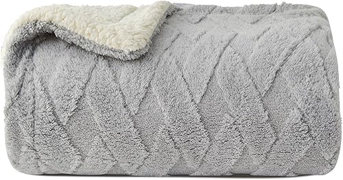 Couverture douillette avec texture merveilleusement douce, extra chaude pour l'hiver, idéale comme couverture de canapé et jeté de lit, bon cadeau pour les femmes (gris géométrie, 150 x 200 cm) - Nail Gallerys