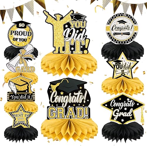 HOWAF 9 Centre de Table de Graduation Decoration Table Remise de Diplôme Centres de Table en Nid d'abeille Graduation Centre de Table de Remise de Diplôme Chapeau pour Graduation Party Décorations - Nail Gallerys
