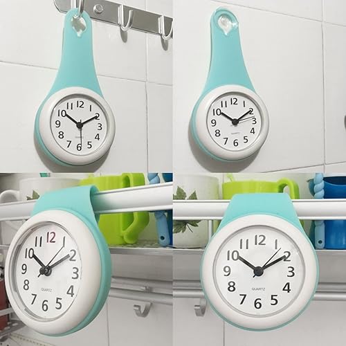 Vicoki Horloge Murale Étanche, Mini Horloge de Salle de Bain Plastique Résistante à l'eau, Bleu - Nail Gallerys
