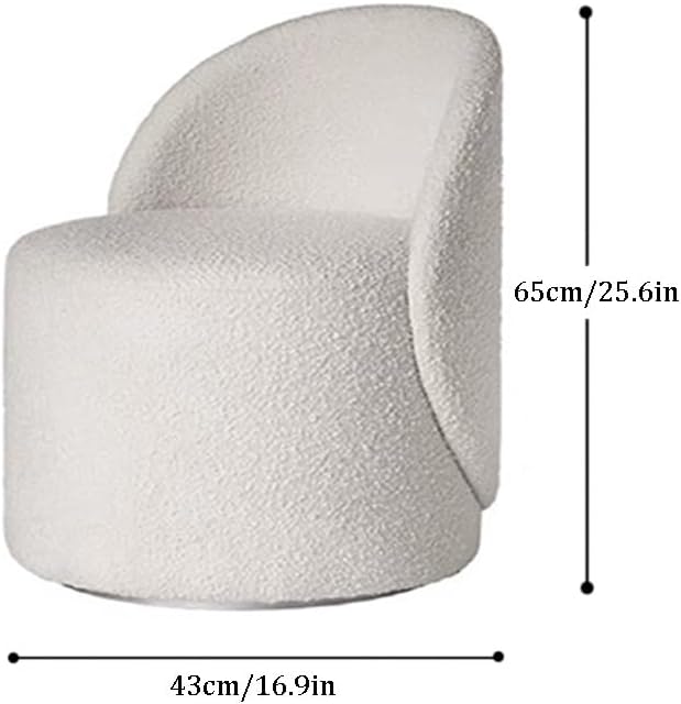 DELURA Chaise de Maquillage avec Dossier - Tabouret de Coiffeuse pour Chambre/Salle de Maquillage/Salon (Laine d'Agneau Blanche) - Nail Gallerys
