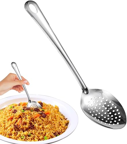 Cuillère Perforée en Acier Inoxydable,38CM Cuillère de Drainage - Ustensile de Cuisine Antiadhésif pour Pâtisserie Cuisson Extérieur et Mélanges Domestiques - Nail Gallerys
