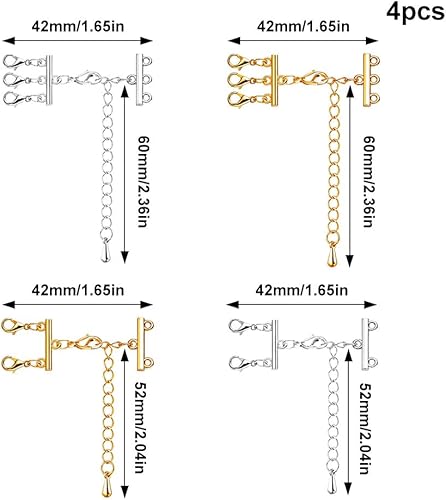 Pilikoll 4 Pièces Fermoirs de Collier Superposés en Couches 2,3 Brins Séparateurs de Colliers Fermoir de Superposition Collier Fermoirs Multi-Rangs Connecteurs pour pour Colliers, Bracelets - Nail Gallerys