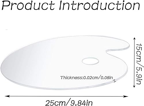 SURALIN 2 Pièces Palette de Peinture Acrylique Transparente pour Artiste, 15 x 25 cm, Palette de Peinture Ovale Transparente Antiadhésive Transparente Facile à Nettoyer - Nail Gallerys