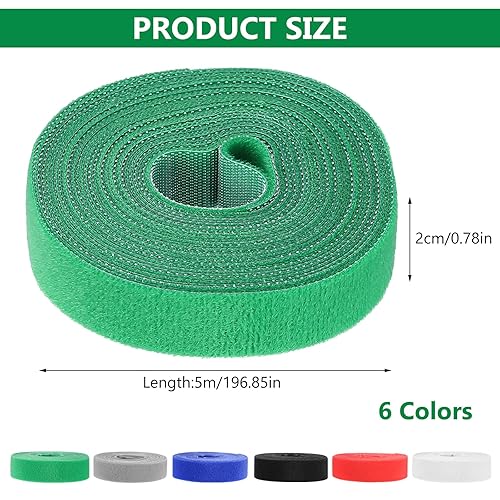 KTPCN Lot de 6 rouleaux de bande Velcro à coudre - 20 mm de large x 5 m de long - Fermeture Velcro pour couture - Bande Velcro à coudre - Bande crochet et bande Velcro pour textiles, vêtements - Nail Gallerys