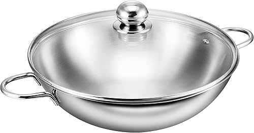 Kopf Wok inox induction Josie, Ø 32 cm, avec couvercle en verre - Nail Gallerys