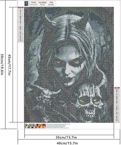 SHEGZHUC Pierres Angulaires Diamond Painting 40 x 50 cm - Tête de Mort, Horreur, Gothique - Grande Mosaïque, Diamant Peinture, Art Broderie, Point de Croix - Cadeau - Nail Gallerys