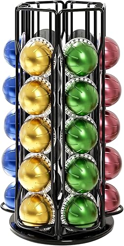 Xfanscafe Support de capsules de café pour 30 dosettes Nespresso Vertuo, support de dosettes de café pour dosettes Vertuoline, design rotatif, support de rangement pour 30 dosettes, noir - Nail Gallerys