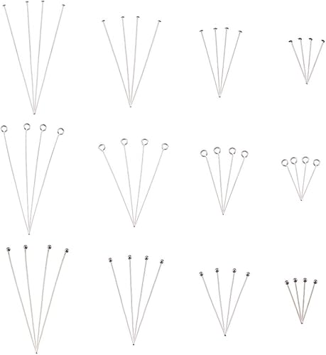 Cheriswelry - Kit de 720 épingles à tête plate en acier inoxydable avec épingles à œil ouvert - 4 tailles pour la fabrication de bijoux et de boucles d'oreilles - Nail Gallerys