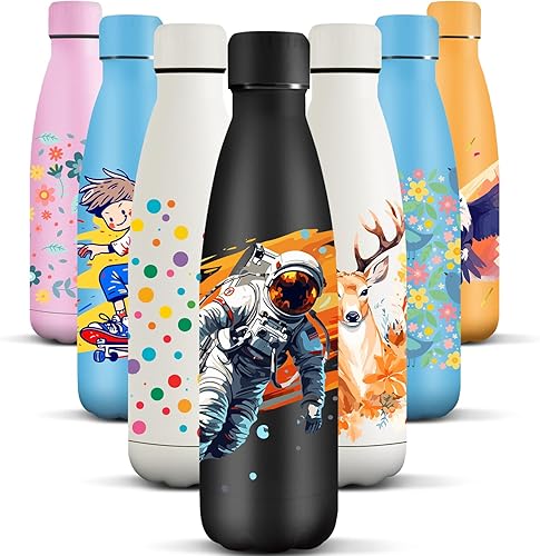 HoneyHolly Gourde Isotherme, Acier Inoxydable 18/8, Bouteille Isotherme, 500ML Sans BPA, Gourde Inox Enfant, Étanche Double Isolation, Gourde Inox pour Le Camping, Les Écoles, Les Gymnases - Nail Gallerys