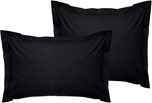Luxurious Oxford Lot de 2 taies d'oreiller en Satin Oxford Noir 80 x 80 cm 100% Satin de Coton 125 g/m² Doux et élégant pour Un Sommeil réparateur - Nail Gallerys