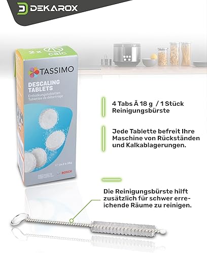 Tablettes de détartrage pour 2 opérations de détartrage pour Bosch 311909 00311909 TCZ6004 avec brosse de nettoyage DEKAROX pour machines à café Tassimo - Nail Gallerys