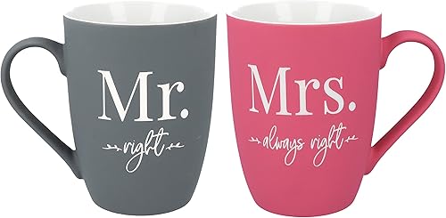 CREOFANT MR & MRS Set de tasses · Set cadeau · SOFT-TOUCH- Surface en silicone · Tasses gravées des deux côtés · Cadeau de mariage · Cadeau de fiançailles · St.Valentin · Cadeau pour les couples - Nail Gallerys