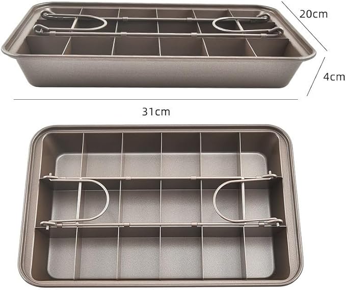 PIQIUQIU Moule à brownie en acier au carbone (31 x 20 x 4 cm) – Moule à gâteau anti-adhésif pour brownies, biscuits et barres – Démoulage facile, passe au lave-vaisselle - Nail Gallerys