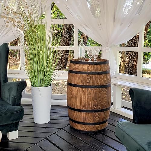weeco Décoration tonneau en bois - Style rustique - Porte-cartes de menu pour bars, hôtels, restaurants - Tonneau à vin - Table haute - Table de bière ou réservation de boissons - Wengé 80 x 50 cm - Nail Gallerys