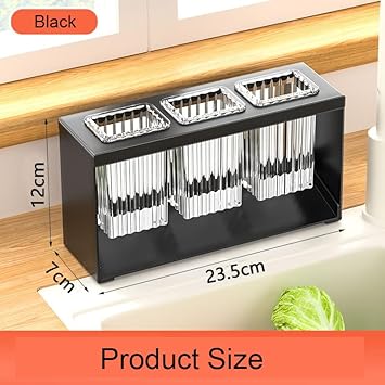 Hosoncovy Égouttoir à couverts de comptoir, boîte séparée, 3 tasses, fourchettes, baguettes, rangement pour ustensiles de cuisine (noir) - Nail Gallerys
